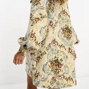 ASOS DESIGN tapestry swing shirt dress with pocket detail in floral. Size US 8